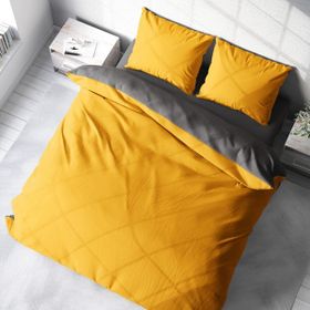 Monohome Deluxe Çift Taraflı Pamuk Ranforce Sarı Gri 200x220 cm Çift Kişilik Nevresim Takımı