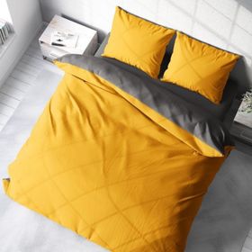 Monohome Deluxe Çift Taraflı Pamuk Ranforce Sarı Gri 200x220 cm Çift Kişilik Nevresim Takımı