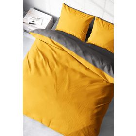 Monohome Deluxe Çift Taraflı Pamuk Ranforce Sarı Gri 200x220 cm Çift Kişilik Nevresim Takımı