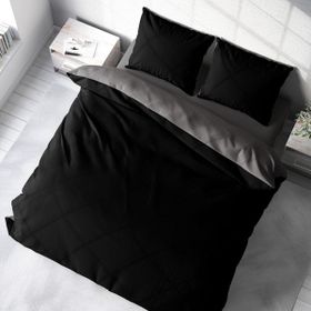Monohome Deluxe Çift Taraflı Pamuk Ranforce Siyah Gri 200x220 cm Çift Kişilik Nevresim Takımı