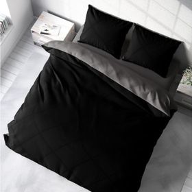 Monohome Deluxe Çift Taraflı Pamuk Ranforce Siyah Gri 200x220 cm Çift Kişilik Nevresim Takımı