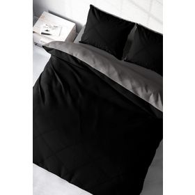 Monohome Deluxe Çift Taraflı Pamuk Ranforce Siyah Gri 200x220 cm Çift Kişilik Nevresim Takımı