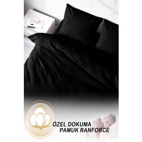 Monohome Deluxe Ranforce Pamuk Siyah Çift Kişilik Nevresim Takımı