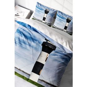 Monohome Deniz Feneri 3D Pamuk Saten Çift Kişilik 200x220 cm Nevresim Takımı