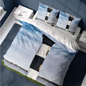 Monohome Deniz Feneri 3D Pamuk Saten Çift Kişilik 200x220 cm Nevresim Takımı