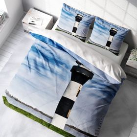 Monohome Deniz Feneri 3D Pamuk Saten Çift Kişilik 200x220 cm Nevresim Takımı