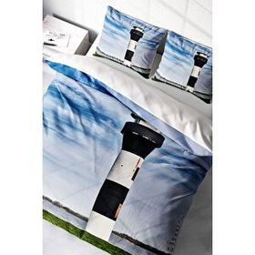 Monohome Deniz Feneri 3D Pamuk Saten Çift Kişilik 200x220 cm Nevresim Takımı