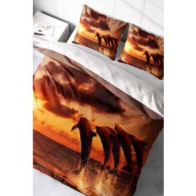 Monohome Dolphin1 3D Renkli Çift Kişilik 200x220 cm Nevresim Takımı