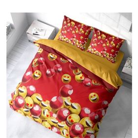 Monohome Emoji In Red 3D Pamuk Saten Çift Kişilik 200x220 cm Nevresim Takımı