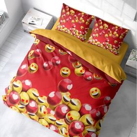 Monohome Emoji In Red 3D Pamuk Saten Çift Kişilik 200x220 cm Nevresim Takımı
