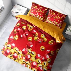 Monohome Emoji In Red 3D Pamuk Saten Çift Kişilik 200x220 cm Nevresim Takımı