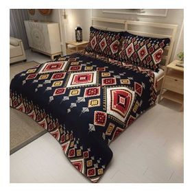 Monohome Ethnic Geometri Jakar Dokuma Pamuklu 3D Dijital Baskı Pike Takımı