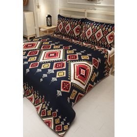 Monohome Ethnic Geometri Jakar Dokuma Pamuklu 3D Dijital Baskı Pike Takımı