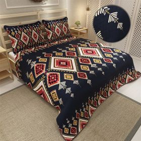 Monohome Ethnic Geometri Jakar Dokuma Pamuklu 3D Dijital Baskı Pike Takımı