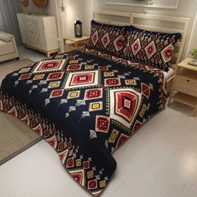 Monohome Ethnic Geometri Jakar Dokuma Pamuklu 3D Dijital Baskı Pike Takımı