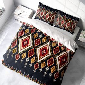 Monohome Ethnic Geometric 3D Pamuk Saten Çift Kişilik Nevresim Takımı Seti