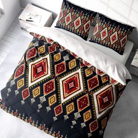 Monohome Ethnic Geometric 3D Pamuk Saten Çift Kişilik Nevresim Takımı Seti