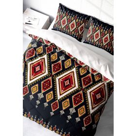 Monohome Ethnic Geometric 3D Pamuk Saten Çift Kişilik Nevresim Takımı Seti