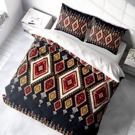 Monohome Ethnic Geometric 3D Pamuk Saten Çift Kişilik Nevresim Takımı Seti