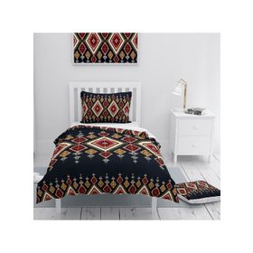 Monohome Ethnic Geometric 3D Pamuk Saten Nevresim Takımı Tek Kişilik