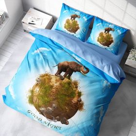 Monohome Fil Dünyası 3D Pamuk Saten Renkli Çift Kişilik 200x220 cm Nevresim Takımı