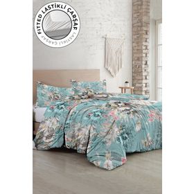 Monohome Floral Desing Luxury Pamuk Saten Çift Kişilik Nevresim Takımı