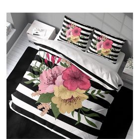 Monohome Flower Line 3D Pamuk Saten Renkli Çift Kişilik 200x220 cm Nevresim Takımı
