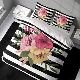 Monohome Flower Line 3D Pamuk Saten Renkli Çift Kişilik 200x220 cm Nevresim Takımı