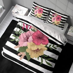 Monohome Flower Line 3D Pamuk Saten Renkli Çift Kişilik 200x220 cm Nevresim Takımı