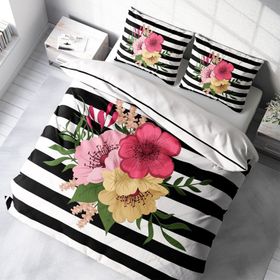 Monohome Flower Line 3D Pamuk Saten Renkli Çift Kişilik 200x220 cm Nevresim Takımı