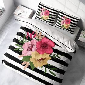 Monohome Flower Line 3D Pamuk Saten Renkli Çift Kişilik 200x220 cm Nevresim Takımı