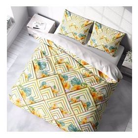 Monohome Flower Squares 3D Pamuk Saten Çift Kişilik Nevresim Takım