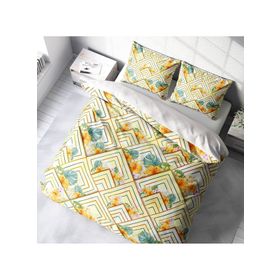 Monohome Flower Squares 3D Saten Pamuk Çift Kişilik Nevresim Takımı