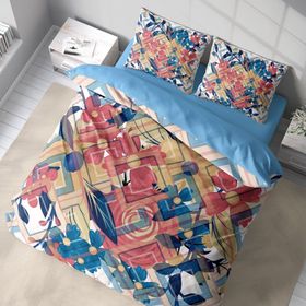 Monohome Geo Flowers 3D Pamuk Saten Renkli Çift Kişilik 200x220 cm Nevresim Takımı