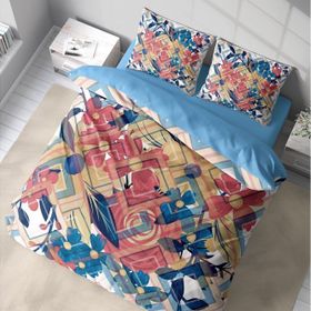 Monohome Geo Flowers 3D Pamuk Saten Renkli Çift Kişilik 200x220 cm Nevresim Takımı