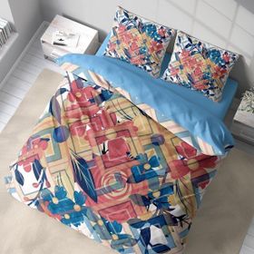 Monohome Geo Flowers 3D Pamuk Saten Renkli Çift Kişilik 200x220 cm Nevresim Takımı