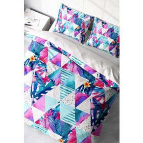 Monohome Geometric Tropical 3d Pamuk Saten Çift Kişilik Nevresim Takımı