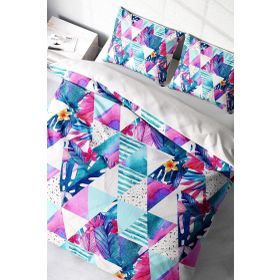 Monohome Geometric Tropical 3d Pamuk Saten Çift Kişilik Nevresim Takımı