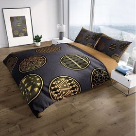 Monohome Gold Black Circle 3D Renkli Çift Kişilik 200x220 cm Nevresim Takımı