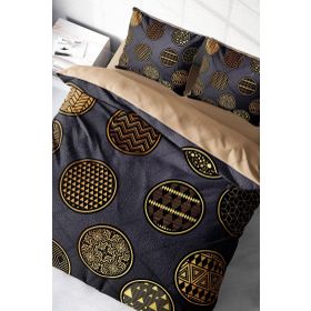 Monohome Gold Black Circle 3D Renkli Çift Kişilik 200x220 cm Nevresim Takımı