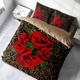 Monohome Gold & Roses 3D Pamuk Saten Çift Kişilik 200x220 cm Nevresim Takımı
