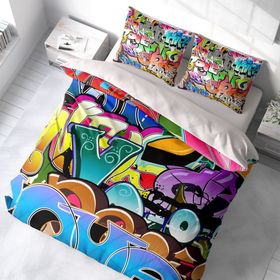 Monohome Graffiti 3D Pamuk Saten Çift Kişilik 200x220 cm Nevresim Takımı