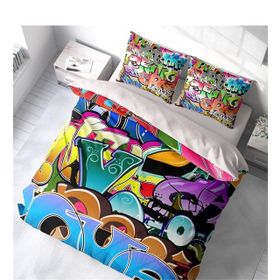 Monohome Graffiti 3D Pamuk Saten Çift Kişilik 200x220 cm Nevresim Takımı