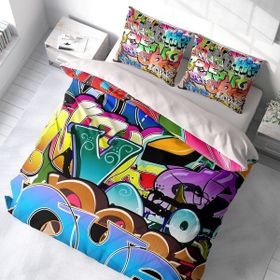 Monohome Graffiti 3D Pamuk Saten Çift Kişilik 200x220 cm Nevresim Takımı
