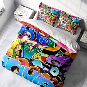 Monohome Graffiti 3D Pamuk Saten Çift Kişilik 200x220 cm Nevresim Takımı