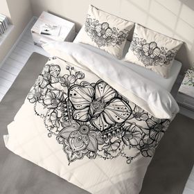 Monohome Gray Lines 3D Pamuk Saten Renkli Çift Kişilik 200x220 cm Nevresim Takımı