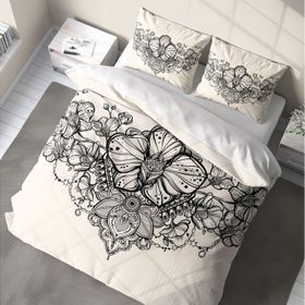 Monohome Gray Lines 3D Pamuk Saten Renkli Çift Kişilik 200x220 cm Nevresim Takımı