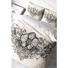 Monohome Gray Lines 3D Pamuk Saten Renkli Çift Kişilik 200x220 cm Nevresim Takımı