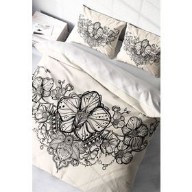 Monohome Gray Lines 3D Pamuk Saten Renkli Çift Kişilik 200x220 cm Nevresim Takımı