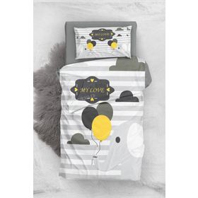 Monohome Gray Love 3D Pamuk Saten Bebek 100x150 cm Nevresim Takımı